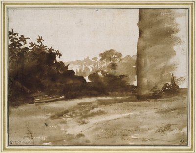 View of Shrubbery with a Wall on the right, c.1640 by Claude Lorrain